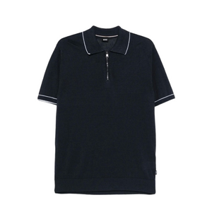 BOSS half-zip linen polo shirt